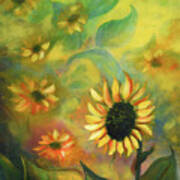 Sunflowers 35, Vertical Painting Art Print