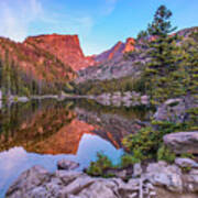 Sunrise On Hallet Peak - Dream Lake - Rocky Mountain National Park Art Print
