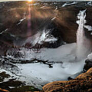 Sunset At Haifoss Waterfall - Iceland - Travel Photography Art Print