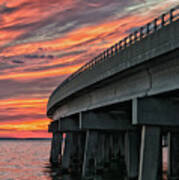 Sunset At Virginia Dare Memorial Bridge 4854 Art Print