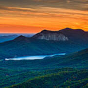 Sunset Over Table Rock From Caesars Head State Park South Carolina Art Print