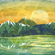 Sunset Over The Mountain Art Print