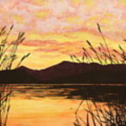 Sunset Over The Water Art Print
