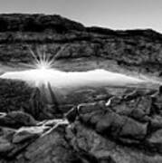 Supernatural West - Mesa Arch Sunburst In Black And White Art Print