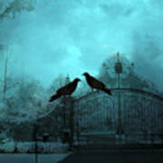 Surreal Gothic Ravens Fantasy Art Gate Scene Art Print