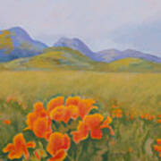 Sutter Buttes With California Poppies Art Print