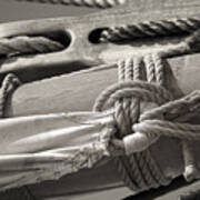 Tall Ship Sail Cloth Sepia Art Print