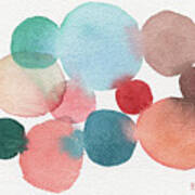Teal And Coral Abstract Watercolor Art Print