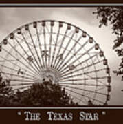 Texas Star In Sepia Art Print