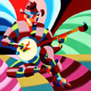 The Abstract Futurist Cowboy Banjo Player Art Print