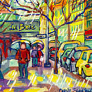 The Bay And Burger King Rainy Day Paintings Montreal Watercolor Streetscenes Downtown Art C Spandau Art Print