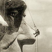 The Construction Of The Mount Rushmore National Memorial, Detail Of Abraham Lincoln,1928 Art Print