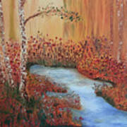 The Four Seasons Of The 3 Birch Trees - Fall Art Print