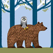 The Owl And The Bear Art Print