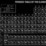 The Periodic Table Of The Elements Black And White Art Print