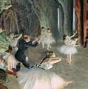 The Rehearsal Of The Ballet On Stage Art Print