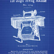 The Carolina Sewing Machine Blue Sticker by Bill Cannon - Pixels