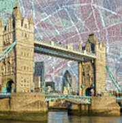 Tower Bridge With Union Jack Art Print