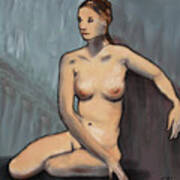 Traditional Modern Female Nude Seated Art Print