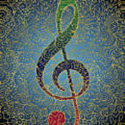 Treble Clef Colorful Gold Art Print