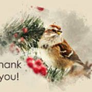 Tree Sparrow Thank You Card Art Print