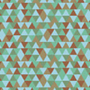 Triangular Geometric Pattern - Blue Green Brown Art Print