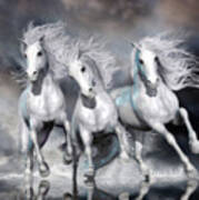 Trinity Galloping Horses Blue Art Print