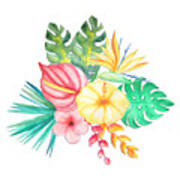 Tropical Watercolor Bouquet 6 Art Print