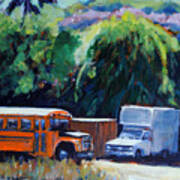 Truck And A School Bus Art Print