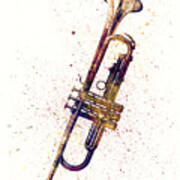 Trumpet Abstract Watercolor Art Print