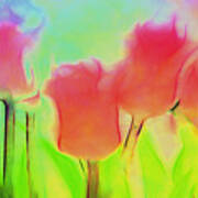 Tulips In Abstract 2 Art Print