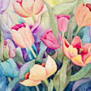 Tulips In Turquoise Art Print