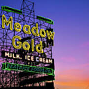Tulsa Meadow Gold Neon - Route 66 Photo Art Art Print