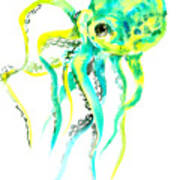 Turquoise Green Octopus Art Print