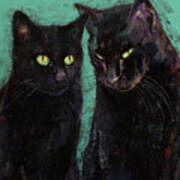 Two Black Cats Art Print