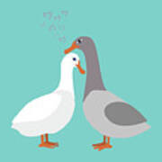 Two Ducks In Love Art Print