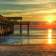 Tybee Island Ga The Pier Panorama Atlantic Ocean Sunrise Seascape Art Art Print