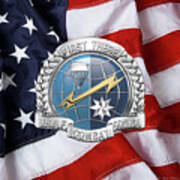 U. S.  Air Force Combat Control Teams - Combat Controller C C T Badge Over American Flag Art Print