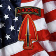 U. S.  Army Special Operations Command  -  U S A S O C   C S I B Over American Flag Art Print