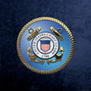 U. S.  Coast Guard  -  U S C G Emblem Over Blue Velvet Art Print