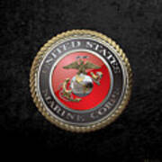 U. S.  Marine Corps  - U S M C  Emblem Over Black Velvet Art Print