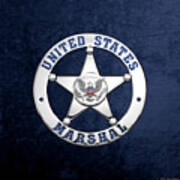 U. S. Marshals Service  -  U S M S  Badge Over Blue Velvet Art Print