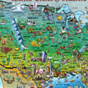United States Of America Fun Map Art Print