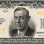 U.s. One Hundred Thousand Dollar Bill - 1934 $100000 Usd Treasury Note Art Print