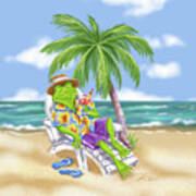 Vacation Relaxing Frog Art Print