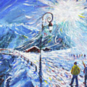 Val D'isere Skiing Painting La Daille Art Print