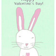 Valentine Bunny- Art By Linda Woods Art Print