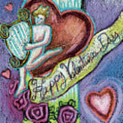 Valentine Cherub On Pillar Art Print