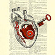 Valentine's Day Gift, Heart With Key Art Print