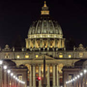 Vatican At Night With Lights Art Print